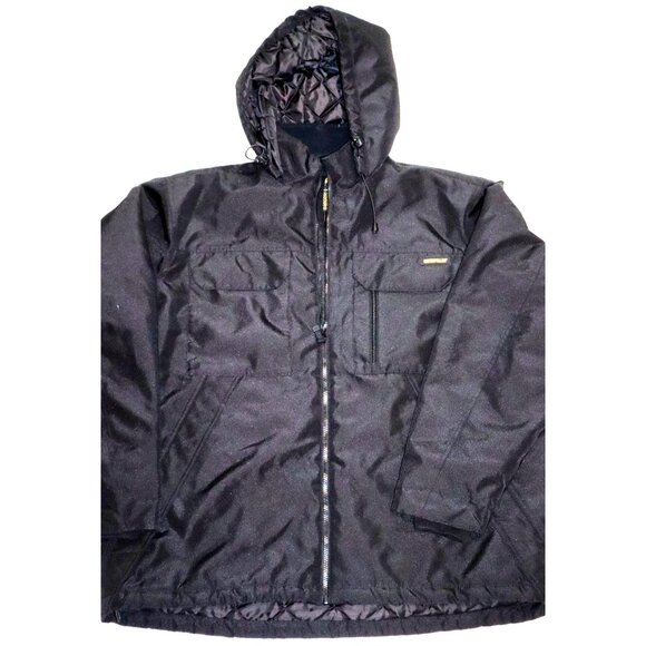Caterpillar CAT Workwear Jacket 2XL Black Hooded Quilted Utility Grunge Aestheti - Picture 1 of 9